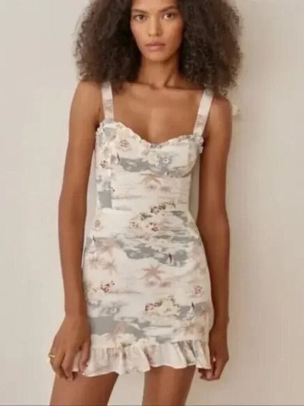 Reformation Christine Ruffle Mini Dress in Long Beach